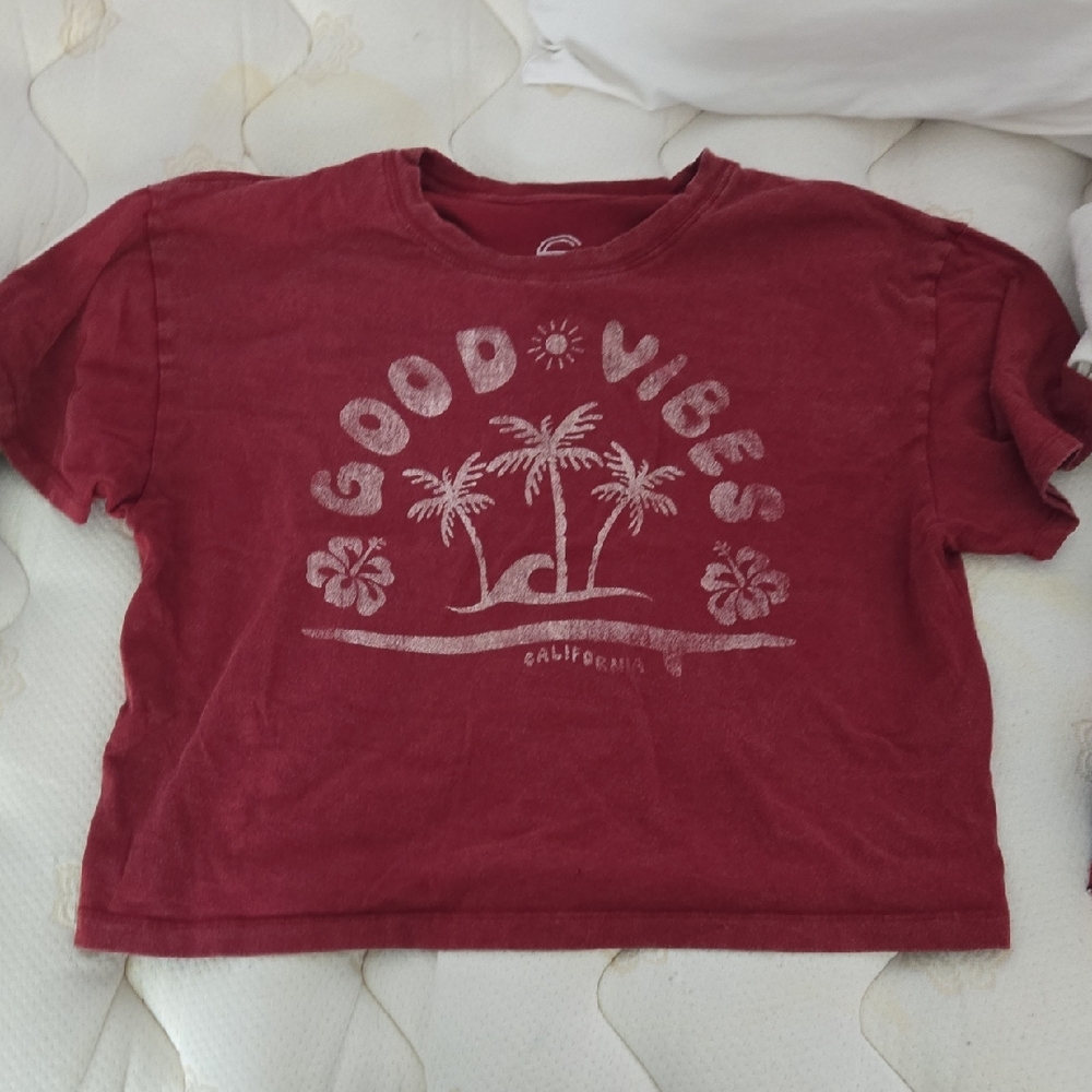 Women's Crop Top - Red 'Good Vibes' Graphic
